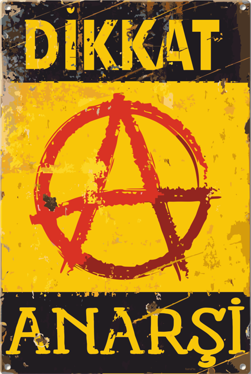 Dikkat Anarşi Uyarı Levhası Retro Ahşap Poster 20x30