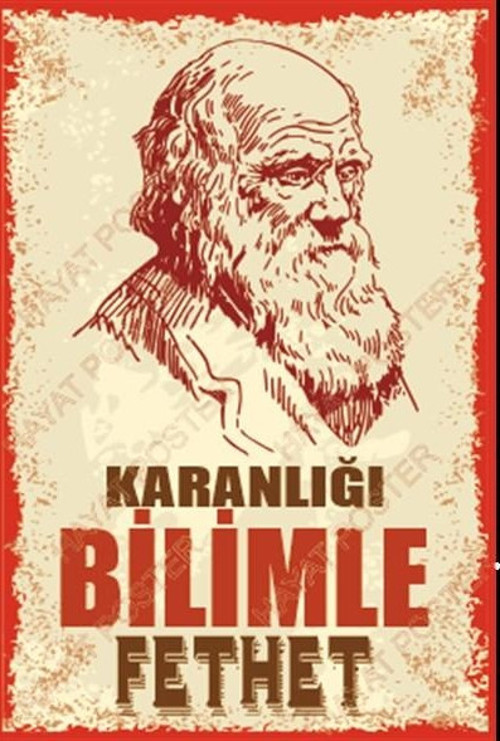 Charles Darwin Karanlığı Bilimle Keşfet Retro Ahşap Poster 20x30