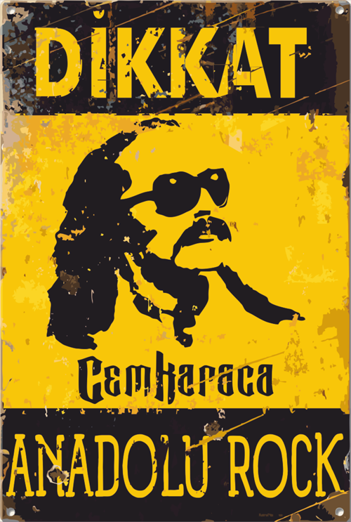 Dikkat Cem Karaca Anadolu Rock Uyarı Levhası Retro Ahşap Poster-