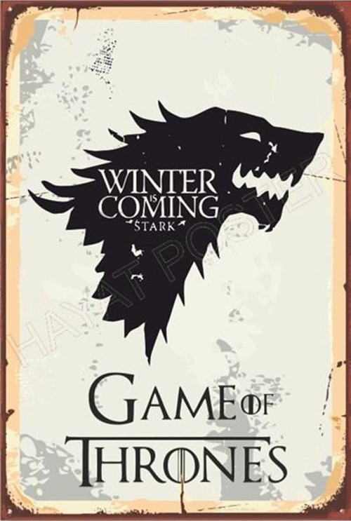 Game Of Thrones Winter Is Coming Retro Ahşap Poster 20x30