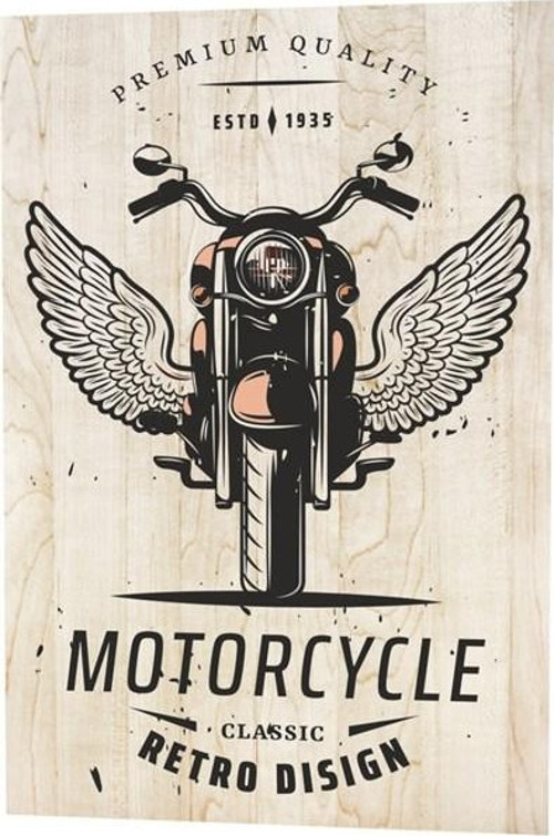 Klasik Motor Retro Tasarım Ahşap Desenli 20x30
