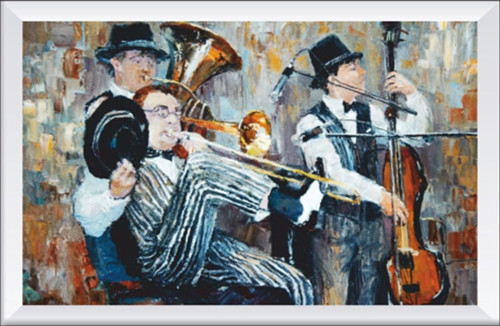 Jazz Orkestra Sanatsal Çerçeve Görünümlü Ahşap Tablo 20x30