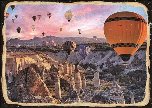 Kapadokya Balonları Tasarım Ahşap Poster 20x30