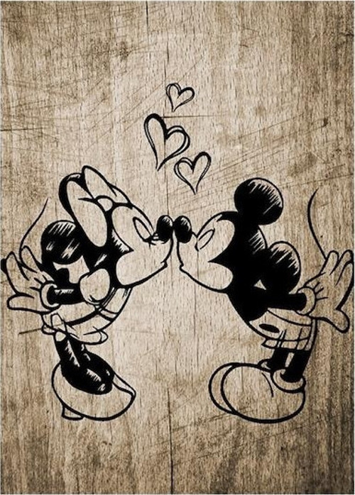 Mickey Fare Ve Aşk Modern Ahşap Poster 20x30