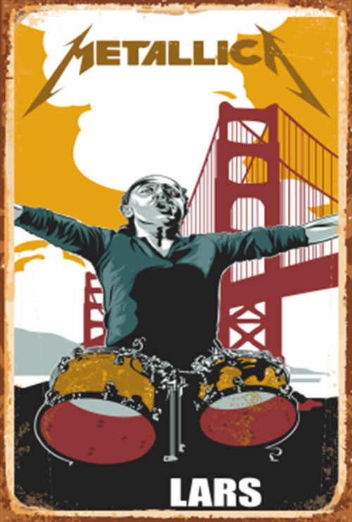 Metallica Bateris Bars Retro Ahşap Poster 20x30