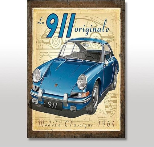 Porsche 911 Kılasik Modeli Ahşap Poster 20x30