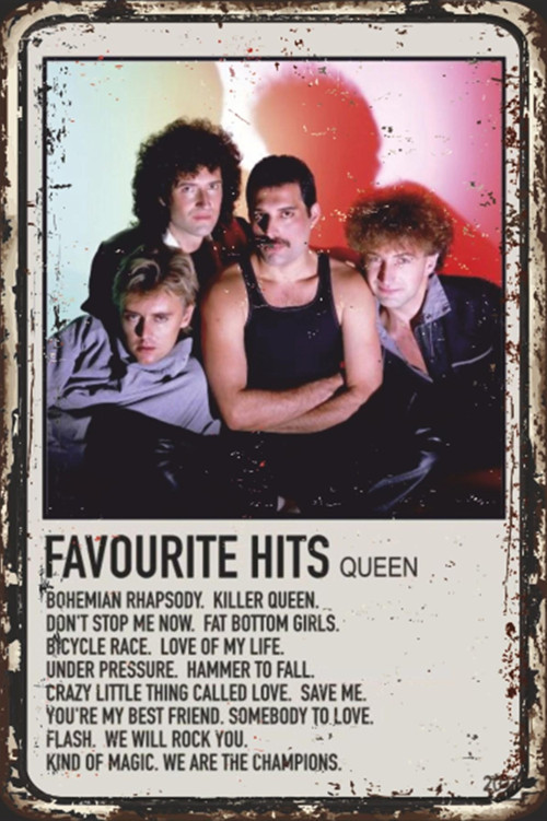 Queen Favori Popüler Şarkılar Retro Ahşap Poster 20x30