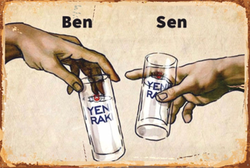Rakı Sen Ve Ben Kadeh Şerefe Retro Ahşap Poster 20x30