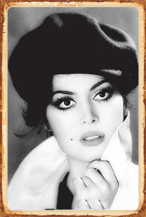 Türkan Şoray Yeşilçam Siyah Beyaz Portre Retro Ahşap Poster-