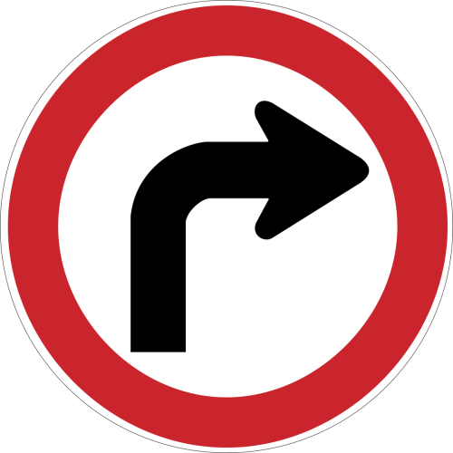 Sağa Dönüş Trafik Yol İşaret Posteri 20x30
