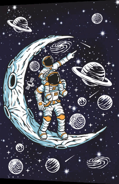 Uzayda Hayat Var Eğlenceli Astronot-10 Retro Ahşap Poster 20x30