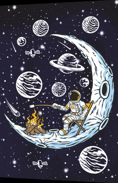 Uzayda Hayat Var Eğlenceli Astronot-17 Retro Ahşap Poster 20x30