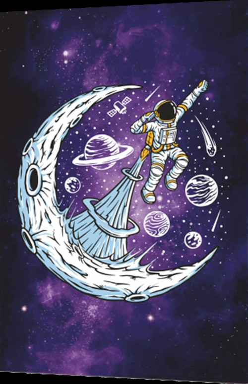 Uzayda Hayat Var Eğlenceli Astronot-5 Retro Ahşap Poster 20x30