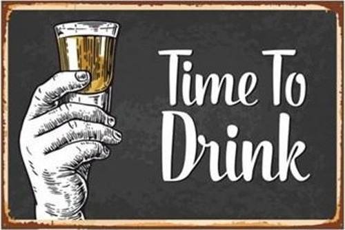 Time To Drink Içki Zamanı Retro Vintage Ahşap Poster 20x30
