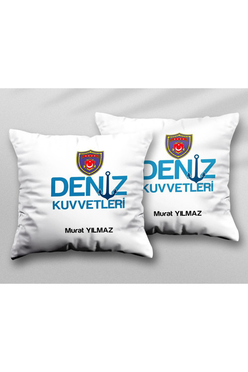 Art hedi̇ye Kişiye Özel Deniz Kuvvetleri İki ADET iki Tarafı Baskılı Yıkanabilir Yastık Kırlent Kılıfı