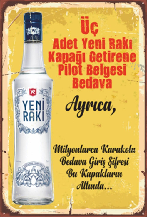 Türk Rakısı Retro Ahşap Poster 20x30