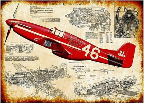 Uçak Planı Ahşap Poster 20x30