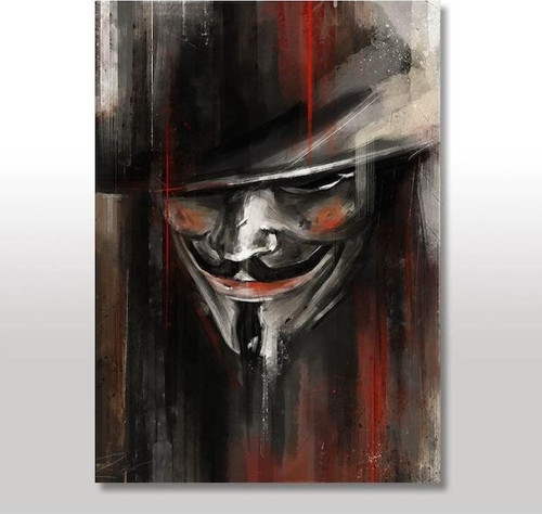 V For Vendetta Mask Ahşap Poster 20x30