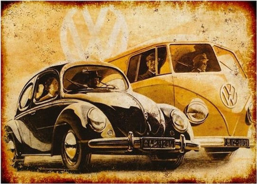 Wolksvagen Araba Ahşap Poster 20x30