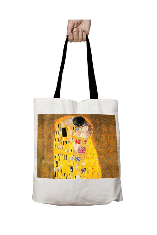 Art hedi̇ye Siyah Kulplu Gustav Klimt The Kiss Öpücük Yıkanabilir Okul Omuz Çanta