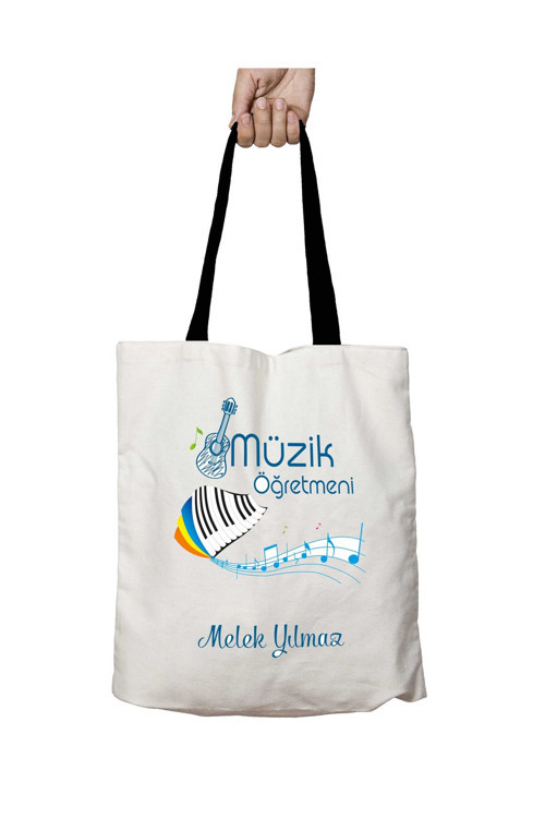 Art hedi̇ye Siyah Kulplu Kişiye Özel Müzik Öğretmeni Piyano Yıkanabilir Okul Omuz Çanta