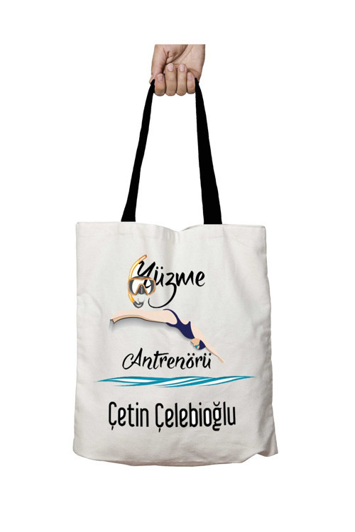 Art hedi̇ye Siyah Kulplu Kişiye Özel Yüzme Antrenörü Best Of Yıkanabilir Okul Omuz Çanta