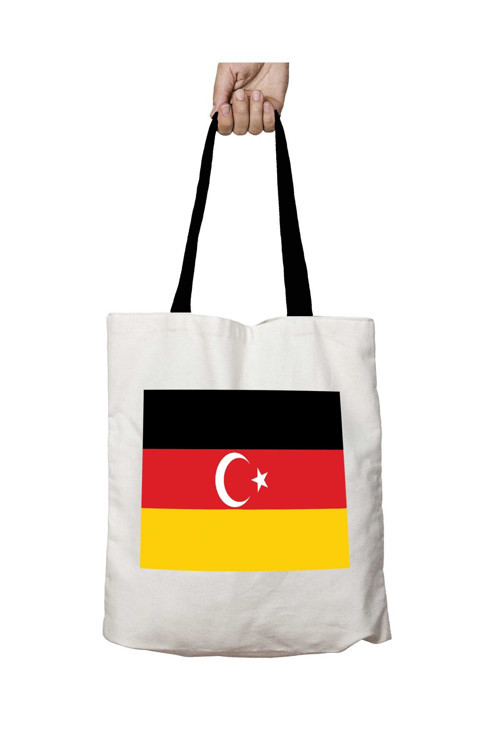Art hedi̇ye Siyah Kulplu Flag of German Turks Almanya Türkiye Yıkanabilir Okul Omuz Çanta