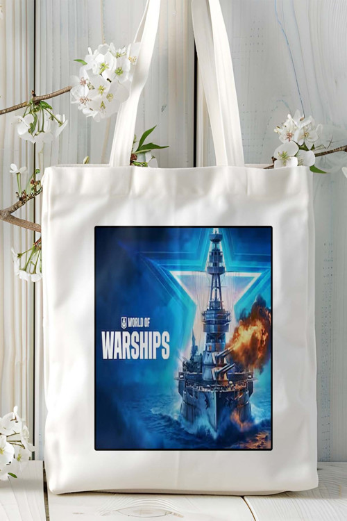 Art hedi̇ye World of Warships Mobil Oyun Baskılı Bez Çanta Omuz Çantası Çift tafaflı baskı kişiye özel 3