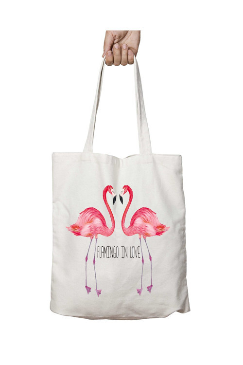 Art hedi̇ye Flamingo Aşk love iki Taraf Kalıcı Yıkanabilir Okul Plaj Omuz Bez Çanta