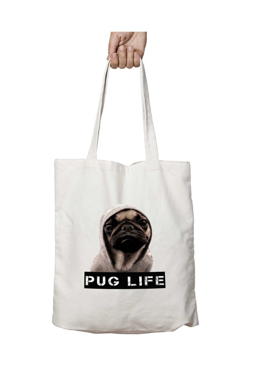 Art hedi̇ye PUG LIFE Havlu iki Tarafı Kalıcı Baskılı Yıkanabilir Okul Plaj Omuz Bez Çantası