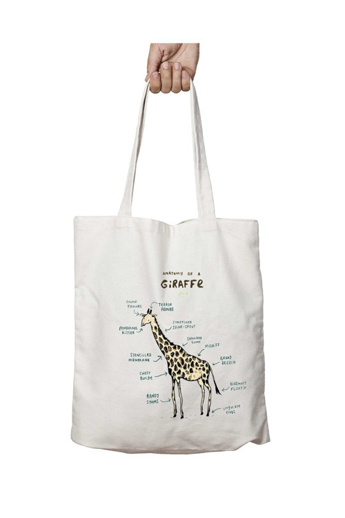 Art hedi̇ye Zürafa Anatomi Giraffe iki Taraf Kalıcı Yıkanabilir Okul Plaj Omuz Bez Çanta