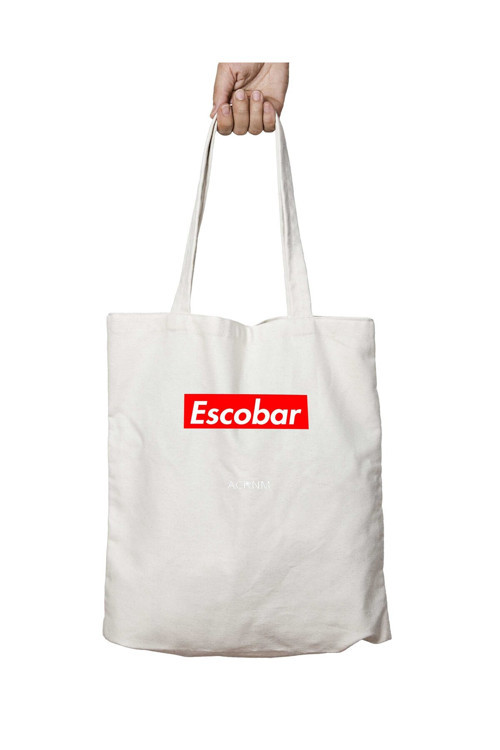 Art hedi̇ye Pablo Escobar Kırmızı Yazı İki Tarafı Kalıcı Baskılı Yıkanabilir Okul Plaj Omuz Bez Çantası