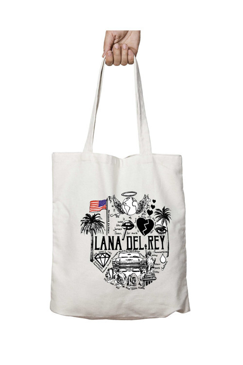Art hedi̇ye Lana Del Rey Kolaj iki Taraf Kalıcı Yıkanabilir Okul Plaj Omuz Bez Çanta