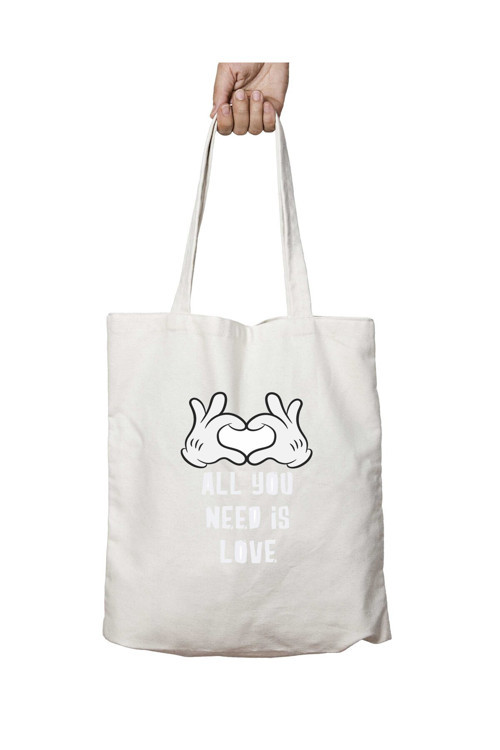 Art hedi̇ye All You Need İs Love Kalp Seviyorum iki Tarafı Kalıcı Baskılı Yıkanabilir Okul Plaj Omuz Bez Çantası
