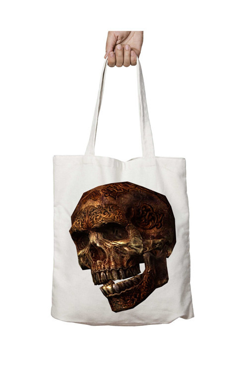 Art hedi̇ye Skull-PNG-Clipart iki Tarafı Kalıcı Baskılı Yıkanabilir Okul Plaj Omuz Bez Çantası