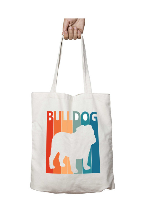 Art hedi̇ye Bulldog Funny Cute iki Tarafı Kalıcı Baskılı Yıkanabilir Okul Plaj Omuz Bez Çantası