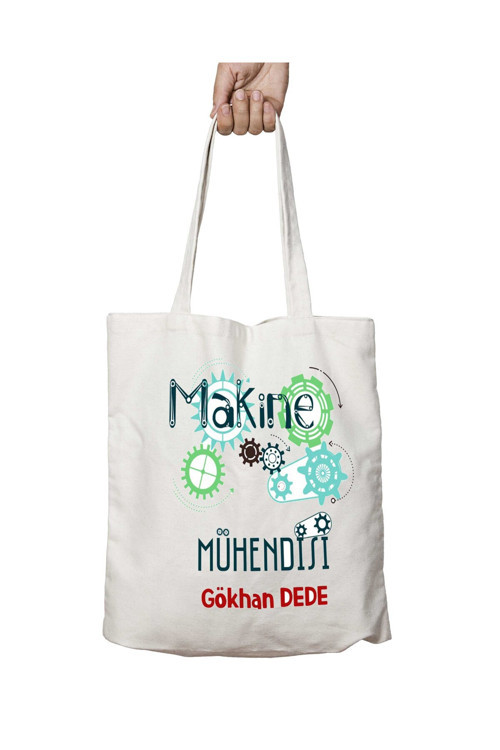 Art hedi̇ye Kişiye Özel Makine Mühendisi Çark iki Tarafı Kalıcı Baskılı Yıkanabilir Okul Plaj Omuz Bez Çantası