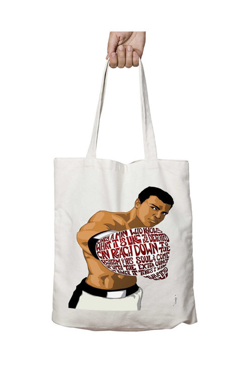 Art hedi̇ye Muhammed Ali Eldiven Yazı iki Tarafı Kalıcı Baskılı Yıkanabilir Okul Plaj Omuz Bez Çantası