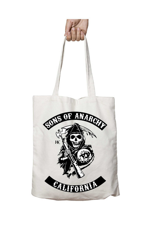 Art hedi̇ye Sons Of Anarchy California iki Tarafı Kalıcı Baskılı Yıkanabilir Okul Plaj Omuz Bez Çantası