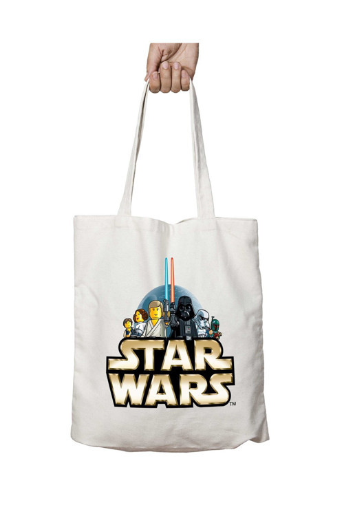 Art hedi̇ye Star Wars Lego Logo iki Tarafı Kalıcı Baskılı Yıkanabilir Okul Plaj Omuz Bez Çantası