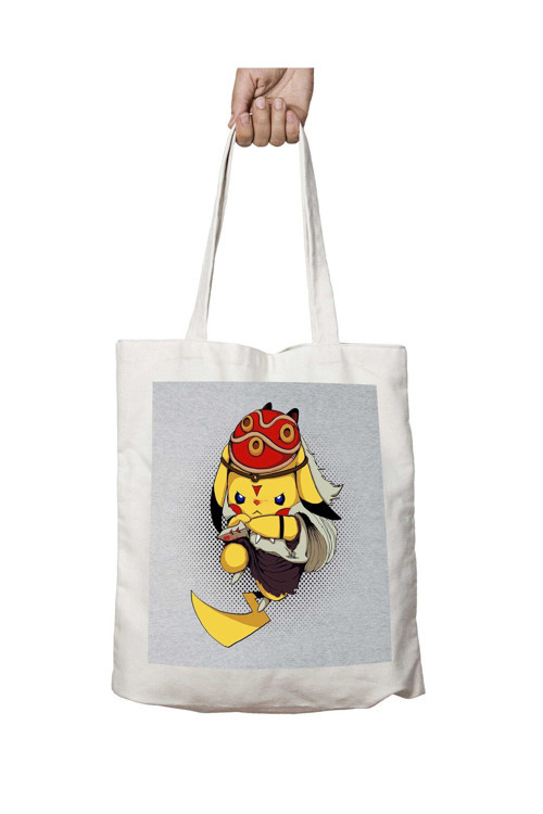Art hedi̇ye Pichuhime Pokemon Princess Mononoke iki Tarafı Kalıcı Baskılı Yıkanabilir Okul Plaj Omuz Bez Çantası