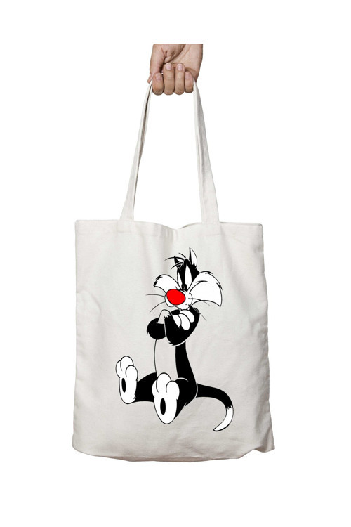 Art hedi̇ye Looney Tunes Sylvester iki Tarafı Kalıcı Baskılı Yıkanabilir Okul Plaj Omuz Bez Çantası