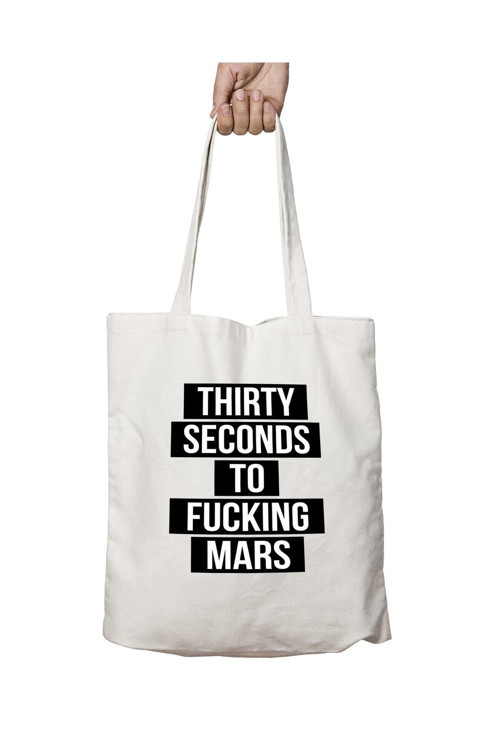 Art hedi̇ye THIRTY SECONDS TO FUCKING MARS iki Tarafı Kalıcı Baskılı Yıkanabilir Okul Plaj Omuz Bez Çantası
