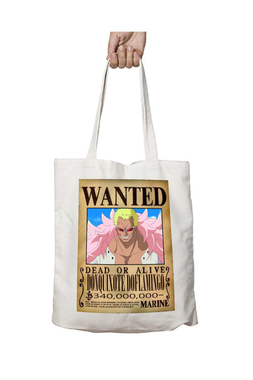 Art hedi̇ye Wanted Donquixote Doflamingo Anime iki Tarafı Kalıcı Baskılı Yıkanabilir Okul Plaj Omuz Bez Çantası