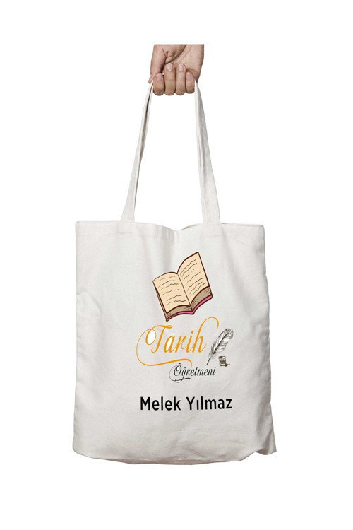 Art hedi̇ye Kişiye Özel Tarih Öğretmeni Kitap iki Tarafı Kalıcı Baskılı Yıkanabilir Okul Plaj Omuz Bez Çantası