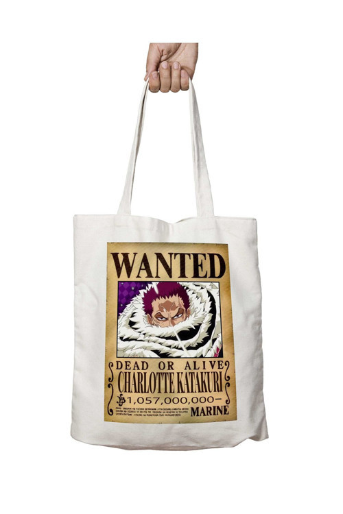 Art hedi̇ye Wanted Charlotte Katakuri a Anime iki Tarafı Kalıcı Baskılı Yıkanabilir Okul Plaj Omuz Bez Çantası