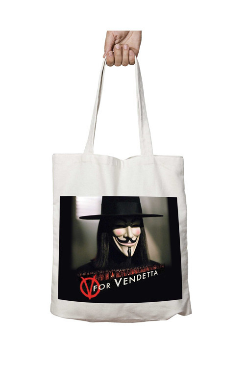 Art hedi̇ye V For Vendetta Maske Film iki Tarafı Kalıcı Baskılı Yıkanabilir Okul Plaj Omuz Bez Çantası