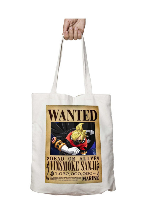 Art hedi̇ye Wanted Vinsmoke Sanji b Anime iki Tarafı Kalıcı Baskılı Yıkanabilir Okul Plaj Omuz Bez Çantası