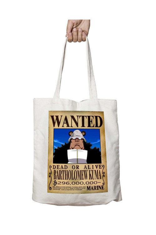 Art hedi̇ye Wanted Bartholomew Kuma Anime iki Tarafı Kalıcı Baskılı Yıkanabilir Okul Plaj Omuz Bez Çantası