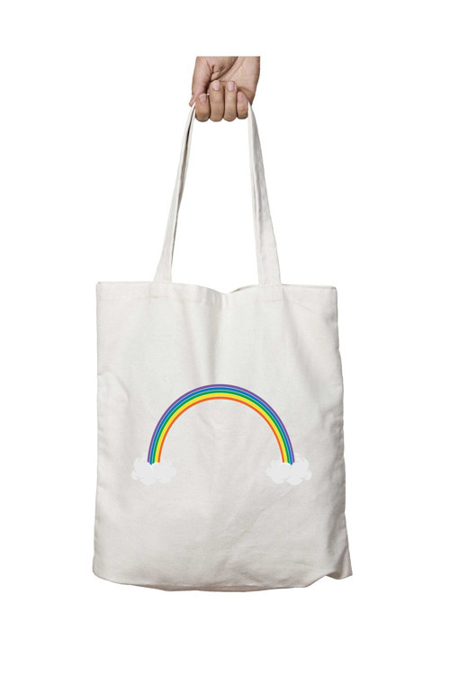 Art hedi̇ye Rainbow (2) Gökkuşağı iki Tarafı Kalıcı Baskılı Yıkanabilir Okul Plaj Omuz Bez Çantası